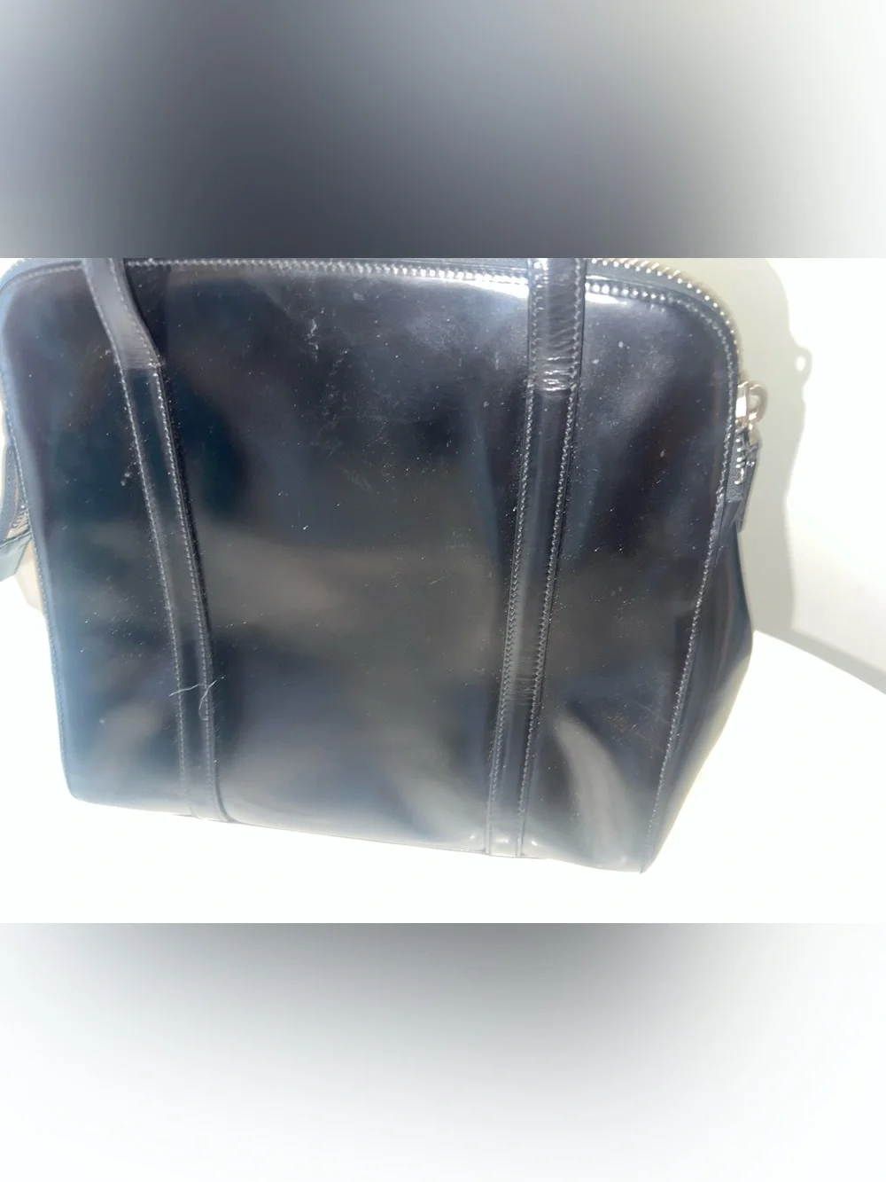 90s Vintage Prada Spazzolato bag In Black Noir CBK Carolyn Bessette Kennedy - Picture 5 of 12